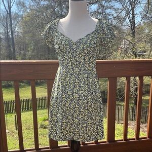 Sophie Rue Black and Yellow Floral Mini Dress size small excellent condition